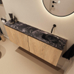 MONDIAZ TURE-DLUX meuble WC 120 cm Washed Oak. Lavabo EDEN Lava position à droite. Sans trou de robinet. SW1104123