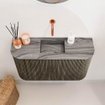 Mondiaz JOYA-DLUX 73.2cm toiletmeubel - ronding links en rechts kleur Shadow - Wastafel FAYE positie Midden Zonder kraangat kleur Sombra. SW1425237