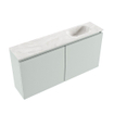 MONDIAZ TURE-DLUX meuble WC 100 cm Greey. Lavabo EDEN Ostra position droite. Sans trou de robinet. SW1104859