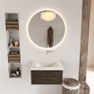Mondiaz BUKLA Ensemble de meuble - 60x45x34cm - 0 trous de robinet - lavabo centré - solid surface - Talc - sans poignée - 1 tiroir - Mélamine - Marron foncé SW704852