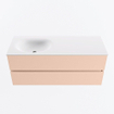 MONDIAZ VICA Ensemble de meubles de salle de bains - 120cm - meuble bas rosee- 2 tiroirs - lavabo moon gauche - 1 trou de robinet - version haute 60cm - talc SW1080400