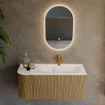 Mondiaz KURVE-DLUX Ensemble de meuble - 105x46x40cm - 1 tiroir - 1 porte - lavabo en solid surface - droite - 1 trou de robinet - Dusk SW1414883