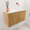 Mondiaz JOYA 70cm toiletmeubel - kleur Oak - Wastafel FAYE positie Rechts Zonder kraangat kleur Talc. SW1421114