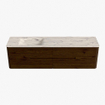 Mondiaz CIRO-DLUX Badkamermeubelset - 180x45x50cm - Solid surface wastafel Nata - 1 wasbak Links - zonder kraangaten - 4 lades - Walnut SW1530626