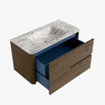 Mondiaz CIRO-DLUX Ensemble de meubles de salle de bains - 90x45x50cm - lavabo solid surface Glace - 1 vasque au milieu - sans trous de robinet - 2 tiroirs - Dusk SW1532865