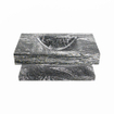 MONDIAZ ALAN - DLUX Badkamermeubelset - 80cm - planchet - Lava - vrijhangende wastafel - wasbak midden - 1 kraangat - Lava SW809130