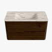 Mondiaz CIRO-DLUX Ensemble de meubles de salle de bains - 90x45x50cm - lavabo solid surface Nata - 1 vasque au milieu - sans trous de robinet - 2 tiroirs - Noyer SW1530552