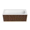 MONDIAZ KURVE 110cm Meuble salle de bain - couleur Walnut - 1 tiroir - vasque BIG MEDIUM centre - sans trous de robinet - Talc SW1138308