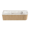 MONDIAZ KURVE-DLUX 145cm Meuble salle de bain avec module 25 D - couleur Oak - 1 tiroir - 1 porte - vasque BIG LARGE gauche - 2 trous de robinet - couleur Frappe SW1137368