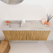 Mondiaz JOYA-DLUX Meuble de salle de bains 90cm - couleur Oak - Vasque FAYE position Gauche 1 trou de robinet couleur Glace SW1421982
