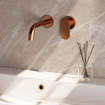 BRAUER Copper Edition Wastafelmengkraan inbouw - gebogen uitloop links - hendel breed plat - inclusief inbouwdeel - model C 1 - PVD - geborsteld koper SW374463