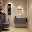 MONDIAZ TURE-DLUX Meuble toilette - 100cm - Dark Grey - EDEN - vasque Lava - position centrale - 1 trou de robinet SW1103748