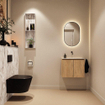 MONDIAZ TURE-DLUX Meuble toilette - 60cm - Washed Oak - EDEN - vasque Glace - position centrale - sans trou de robinet SW1103571