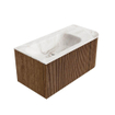 MONDIAZ KURVE-DLUX 95cm Meuble salle de bain avec module 25 D - couleur Walnut - 1 tiroir - 1 porte - vasque BIG SMALL gauche - 1 trou de robinet - couleur Frappe SW1137433