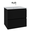 Adema Chaci Ensemble de meuble - 60x46x57cm - 1 vasque en céramique blanche - sans trou de robinet - 2 tiroirs - armoire de toilette - noir mat SW856543