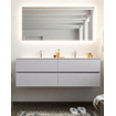 Mondiaz VICA ensemble de meuble de salle de bain - 150cm - cale - 4 tiroirs - lavabo cloud double - 2 trous de robinet - miroir LED - version XL 60cm haut SW1097884