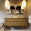 Mondiaz VICA-DLUX ensemble de meuble de salle de bain - 150cm - meuble sous-vasque oro - 2 tiroirs - lavabo encastré cloud double - 2 trous de robinet - version haute de 60cm - glace SW1088254