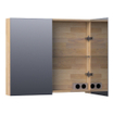 BRAUER Plain Spiegelkast - 80x70x15cm - 2 links/rechtsdraaiende spiegeldeuren - hout - grey oak SW393075