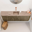 Mondiaz JOYA-DLUX 123.2cm toiletmeubel - ronding links en rechts kleur Dusk - Wastafel FAYE positie Midden Zonder kraangat kleur Arena. SW1425798