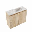 MONDIAZ TURE-DLUX Meuble toilette - 60cm - Washed Oak - EDEN - vasque Glace - position droite - sans trou de robinet SW1103592