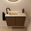 MONDIAZ TURE-DLUX Meuble toilette - 60cm - Rust - EDEN - vasque Frappe - position gauche - 1 trou de robinet SW1103015