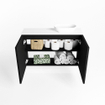 Mondiaz Fowy Toiletmeubel - 80x50x23cm - urban mat - 0 kraangaten - wasbak rechts - 2 deuren - solid surface - blad MDF - wasbak: wit SW760926