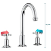 Robinet lavabo Crosswater Belgravia - haut - 3 trous - poignée croix - chrome SW24296