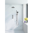 Fortifura Nebbio Ensemble de douche pluie - robinet encastré - corps encastré - barre coulissante - flexible de douche lisse - douchette ronde - bras mural 35cm - douche de tête ronde - finition PVD gunmetal brossé SW1237512