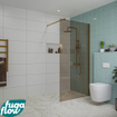 FugaFlow Eccelente Vetro inloopdouche badkamer - 100x200cm - rookglas - wandarm - geborsteld koper SW1124452