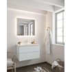 MONDIAZ VICA Ensemble de meuble salle de bain - 80cm - 2 tiroirs - lavabo Denia central - 1 trou de robinet - solid surface argile SW410549