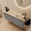 MONDIAZ TURE-DLUX Meuble toilette - 100cm - Smoke - EDEN - vasque Frappe - position droite - 1 trou de robinet SW1103076