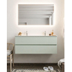 Mondiaz VICA ensemble de meuble de salle de bain - 120cm - meuble sous lavabo greey - 2 tiroirs - lavabo denia double - 2 trous de robinet - miroir LED - version XL 60cm de haut SW1098117