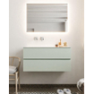 Mondiaz VICA ensemble de meuble de salle de bain - 100cm - meuble sous lavabo gris - 2 tiroirs - lavabo cloud gauche - sans trou de robinet - miroir LED - version XL 60cm de haut SW1098141