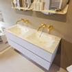 MONDIAZ VICA-DLUX Ensemble meuble de salle de bains - 130cm - sous-ensemble cale - 2 tiroirs - lavabo encastré cloud double - sans trous de robinet - version hauteur 60cm - frape SW1089014