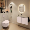 MONDIAZ TURE-DLUX Meuble WC 80 cm Rosee. EDEN lavabo Opalo position milieu. Sans trou de robinet. SW1104526