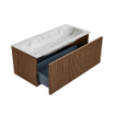 MONDIAZ KURVE-DLUX 100cm Meuble salle de bain - couleur Walnut - 1 tiroir - vasque BIG MEDIUM centre - 1 trou de robinet - couleur Glace SW1138057