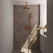 BRAUER Copper Edition douche de pluie encastrée thermostatique - 3 voies - ronde - set 90 - pomme de douche 30cm - bras de plafond - douchette à main en barre - flexible de douche - barre de douche intégrée - cuivre brossé PVD SW1159121