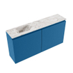 MONDIAZ TURE-DLUX Meuble toilette - 100cm - Jeans - EDEN - vasque Glace - position gauche - 1 trou de robinet SW1103367