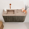 Mondiaz JOYA-DLUX 71.6cm toiletmeubel - ronding rechts kleur Shadow - Wastafel FAYE positie Links Zonder kraangat kleur Arena. SW1424820