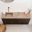 Mondiaz JOYA-DLUX 90cm toiletmeubel - kleur Walnut - Wastafel FAYE positie Links Zonder kraangat kleur Arena. SW1424344
