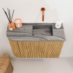 Mondiaz JOYA-DLUX 61.6cm toiletmeubel - ronding links kleur Oak - Wastafel FAYE positie Rechts Zonder kraangat kleur Sombra. SW1424268