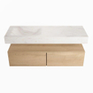 MONDIAZ ALAN - DLUX Ensemble de meubles de salle de bains - 130cm - meuble bas - chêne lavé (Washed Oak) - 2 tiroirs - lavabo suspendu - vasque à gauche - 1 trou de robinet - Ostra SW808978