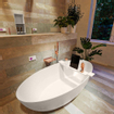 MONDIAZ FLOAT Vrijstaand bad - 170x80cm - Solid surface - mat linen (beige) SW491511