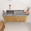 Mondiaz JOYA-DLUX 81.6cm toiletmeubel - ronding rechts kleur Oak - Wastafel FAYE positie Links Zonder kraangat kleur Sombra. SW1424273