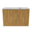 Mondiaz JOYA-DLUX 60cm meuble de toilette - couleur Chêne - Vasque FAYE position Milieu 1 trou de robinet couleur Glace. SW1421992