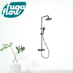 FugaFlow Efficiente Sobrado ensemble de douche à effet pluie avec thermostat douche de tête 20cm douchette à main 3 positions noir SW1123756