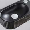 Fugaflow Efficiente Pietra Ensemble lave-mains – 40 x 21,5 x 12 cm – droite – nervuré – demi-rond – 1 trou pour robinet – céramique – robinet pour lave-mains blanc mat – bonde d’évacuation – siphon extra-plat – noir mat SW1443518