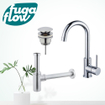 FugaFlow Eccelente Sobrado Kit robinet lavabo - robinet haut - bec rotatif - bonde clic clac - siphon design - Chrome brillant SW1124187