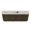 Mondiaz JOYA-DLUX 113.2cm toiletmeubel - ronding links en rechts kleur Shadow - Wastafel FAYE positie Midden 1 kraangat kleur Glace. SW1426214