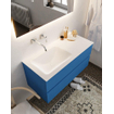 Mondiaz VICA ensemble de meuble de salle de bain - 100cm - meuble sous-vasque jeans - 2 tiroirs - lavabo cloud gauche - sans trou de robinet - miroir LED - version XL 60cm de haut SW1098242